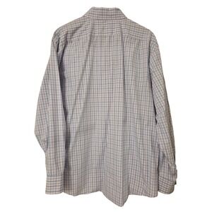 IZOD Mens Easy Care Plaid Button Down Shirt XL Blue White Purple Long Sleeve